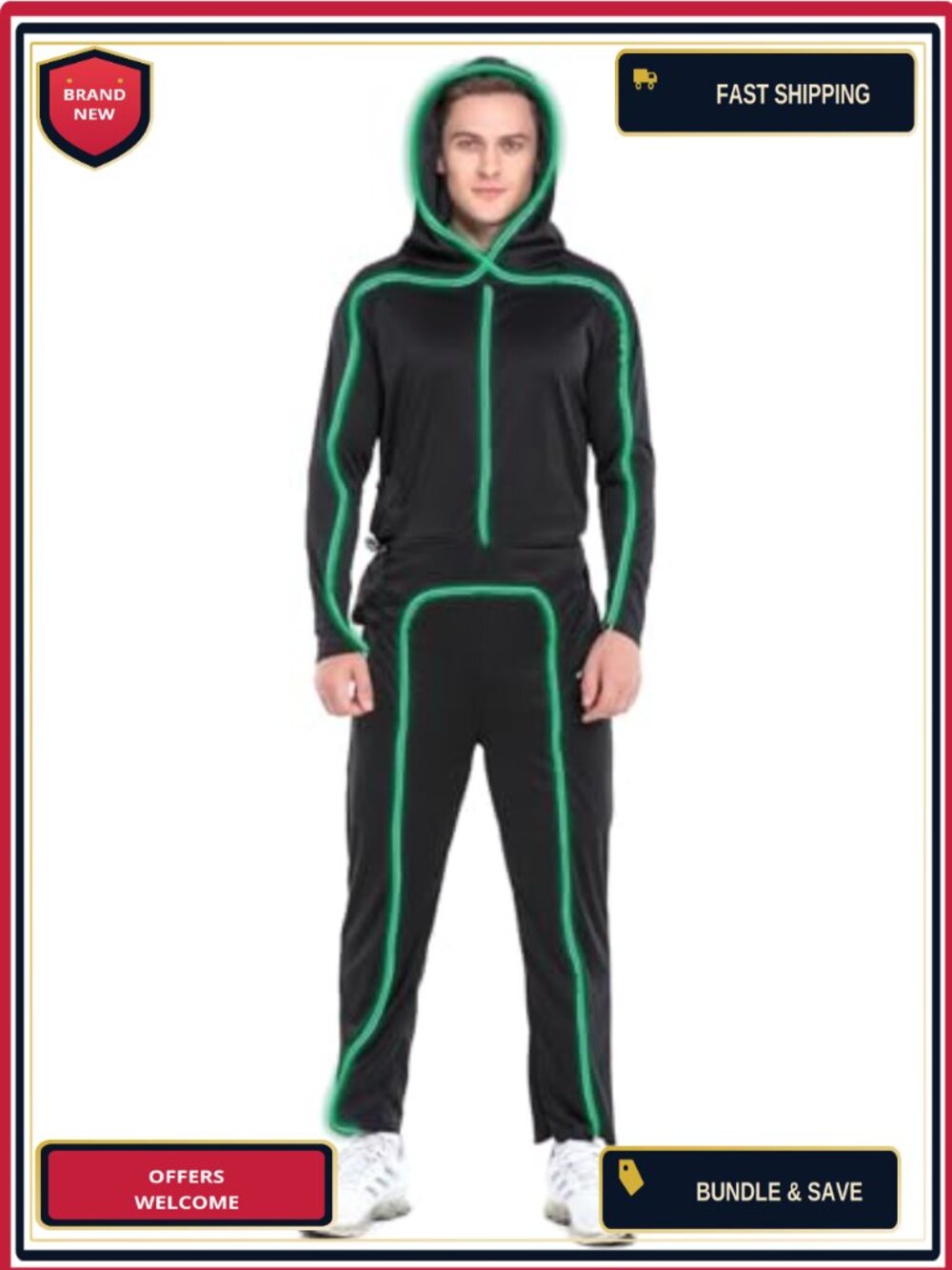 LED Light Up Stick Figure Costume Polyester Spandex Halloween Cosplay